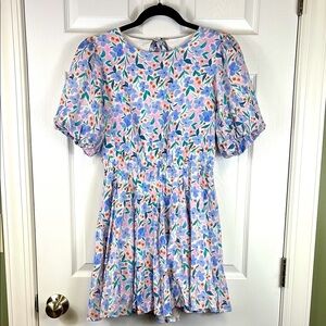 NWT Storia purple floral high neck mini dress sz sm